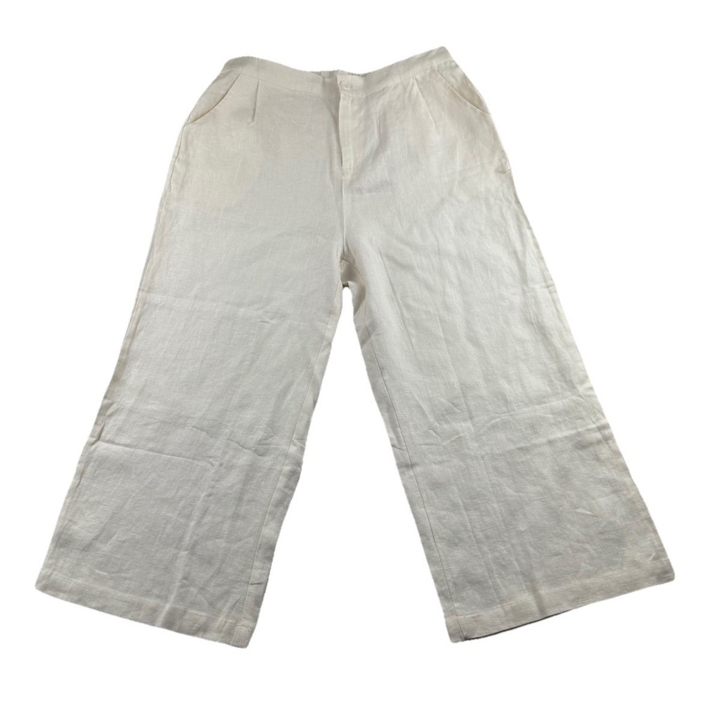 Aeneontrue Coastal Wide Leg Linen Pants White Size L Women's NWT